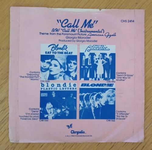 Blondie - Call Me 7`/Single (1980 UK import) VG+/VG