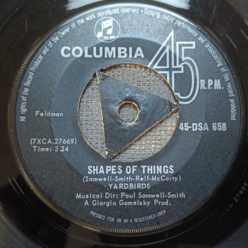 The Yardbirds - Shapes Of Things 7`/single (1966 Zim press) VG