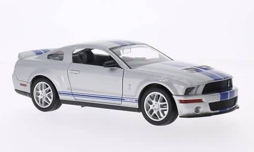 Shelby (Ford) GT 500 2007 silver w. blue stripe 1/24 RoadSignature NEW+boxed  #2188 instant wheels