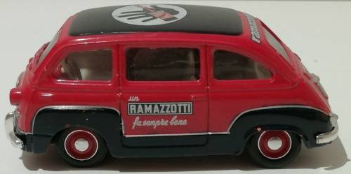 FIAT 600 Multipla 1960 Ramazotti red 1/43 Brumm NEW+reblistered  #5689 instant wheels