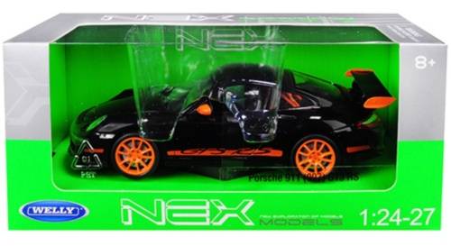 Porsche 911 (997) GT3 RS 2007 black+orange 1:24 Welly NEW+boxed  #2338 instant wheels