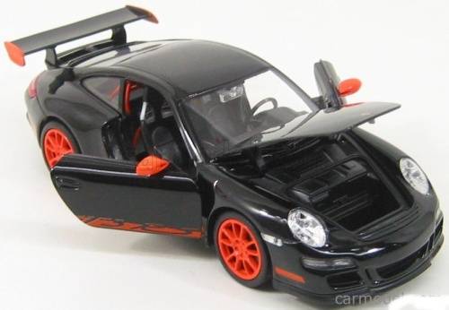Porsche 911 (997) GT3 RS 2007 black+orange 1:24 Welly NEW+boxed  #2338 instant wheels