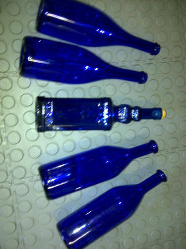 Set of 5 Blue Bottles - fantastic display items! See pics!