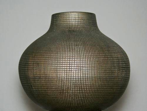 Silver ceramic vase