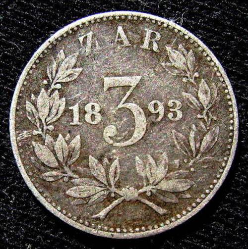 1893 Silver ZAR Threepence