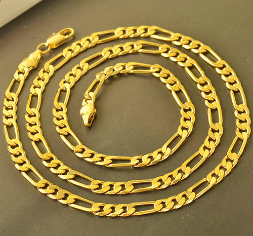 Mens Stunning Heavy 9K Yellow Gold Filled Figaro Link Chain  ( 60cm )