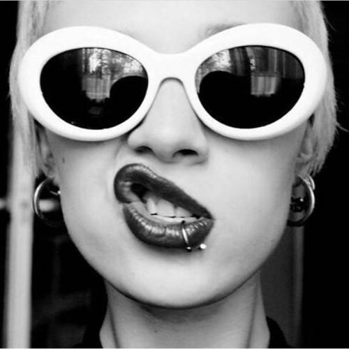 Ladies Cool & Funky Retro  PRADA  Style Sunglasses ( Black )