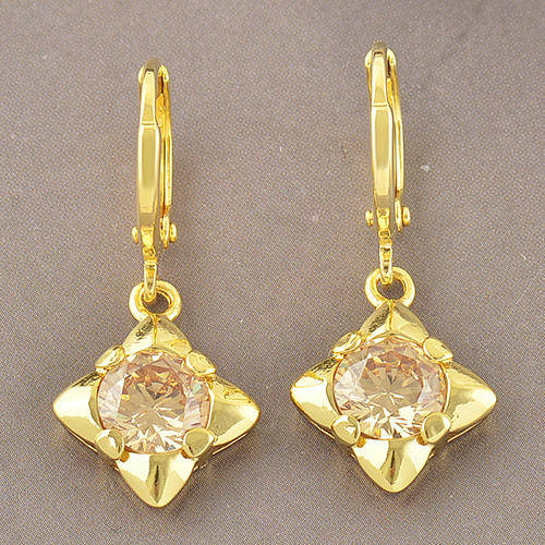 Stunning 9kt Gold Filled Champagne CZ Dangle Earrings