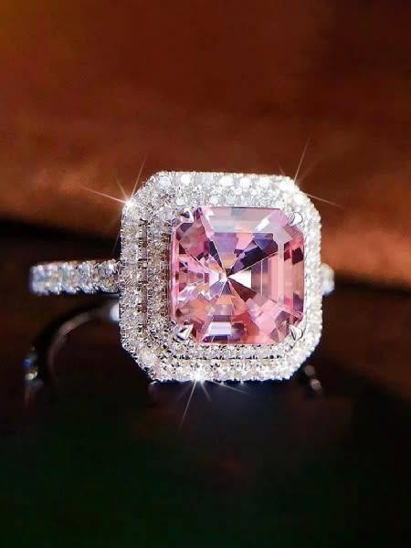 Ladies Stunning Pink Sapphire Silver Filled Ring