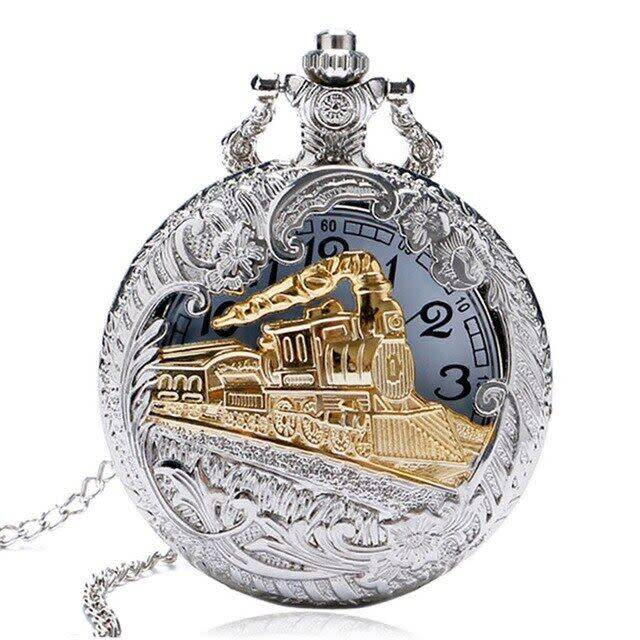 Stunning Orient Express  Vintage Steam Train Antique Design Look Quartz Pocket Watch