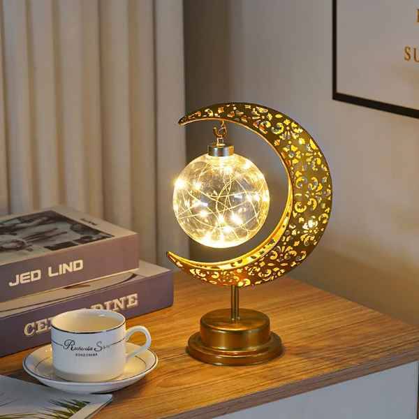 Stunning Fairy Light Moon Shaped Desk or Bedside Lamp