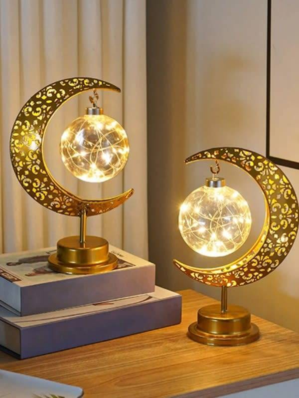 Stunning Fairy Light Moon Shaped Desk or Bedside Lamp