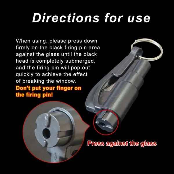 2 in 1 Compact Emergency Vehicle Window Shattering Tool