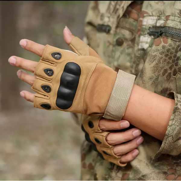 FINGERLESS HARD RUBBER KNUCKLE TACTICAL OUTDOOR GLOVES