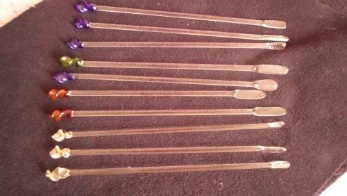 VINTAGE MURANO AND GLASS SWIZZLE  STICKS