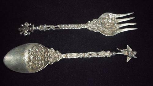 BEAUTIFUL ORNATE  SILVER PLATED ITALIAN SERVING SET !!!!!!