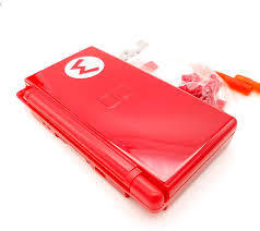 The Nintendo DS Lite Coral features a unique dual-screen clam shell design with top and bottom