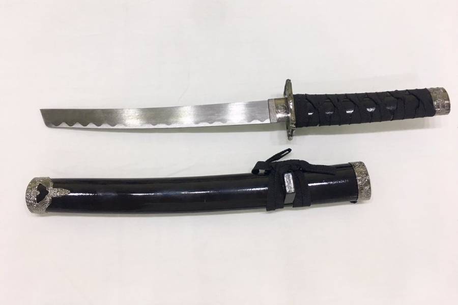 Classic Japanese Black Ninja Samurai Katana Three 3 Piece Steel Metal Sword Set and Stand - Black