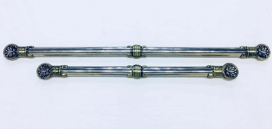 Cool Detachable Double Bladed Bo Staff Two Sword Blade Ninja Staff Sword Steel Metal Baton - Silver