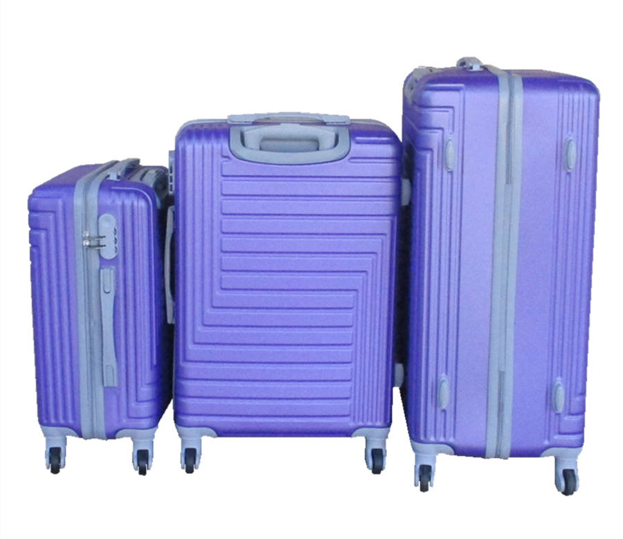 Durable Purple ABS Luggage Set - 3 Sizes, Telescopic Handle, Spinner Wheels, Secure Lock