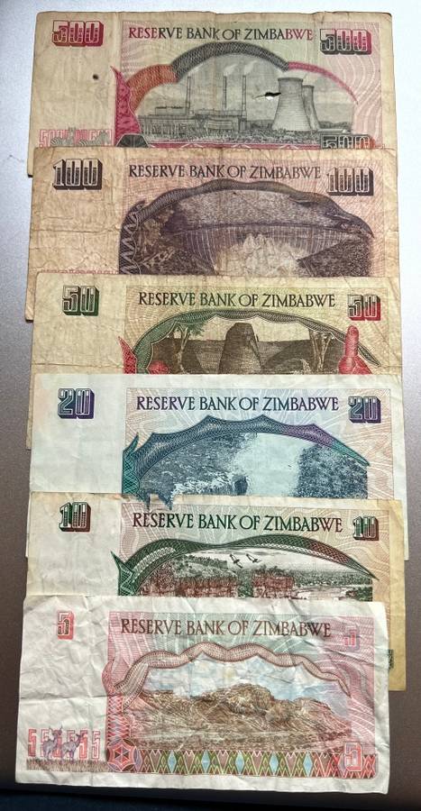 Zimbabwe Bank Notes. Circulated condition