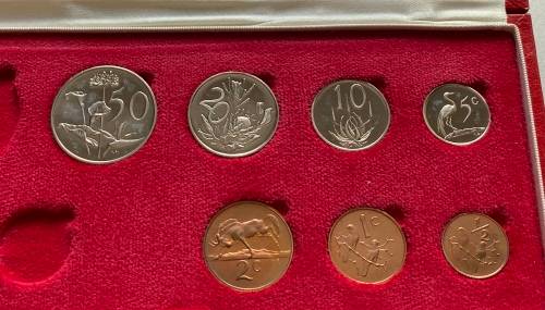 1972 Partial Proof Set - Includes 1/2c-50c in SA Mint Box. Brilliant Proof Coins.