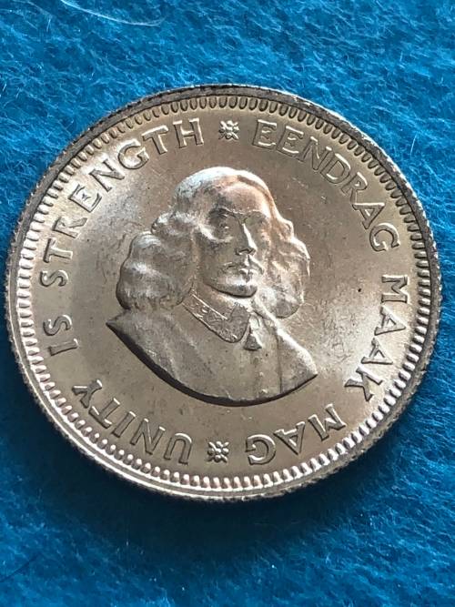 1964 South Africa 5 cent. UNC - Uncirculated.10 available. Silver content 0.500