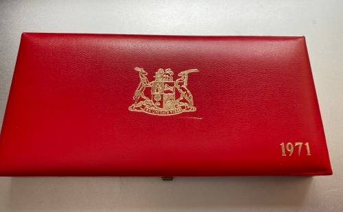1971 Partial Proof Set - Includes 1/2c-50c in SA Mint Box. Brilliant Proof Coins.