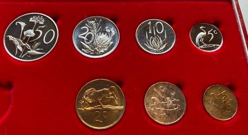 1982 Partial Proof Set - Includes 1/2c-50c in SA Mint Box. Brilliant Proof Coins.