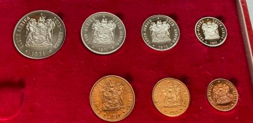 1971 Partial Proof Set - Includes 1/2c-50c in SA Mint Box. Brilliant Proof Coins.
