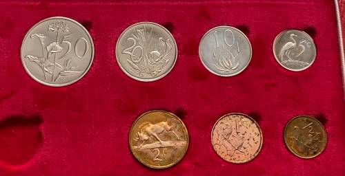 1970 Partial Proof Set - Includes 1/2c-50c in SA Mint Box. Brilliant Proof Coins.