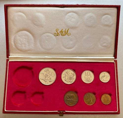 1977 Partial Proof Set - Includes 1/2c-50c in SA Mint Box. Brilliant Proof Coins.