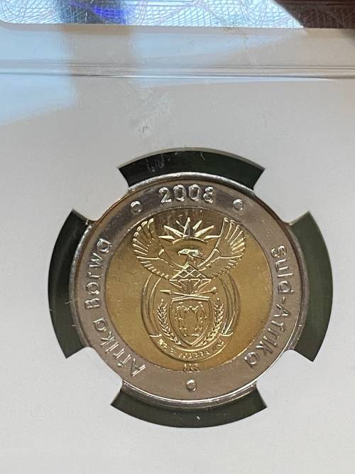 2008 South Africa R5, NELSON MANDELA 90th Birthday - NGC Graded MS66