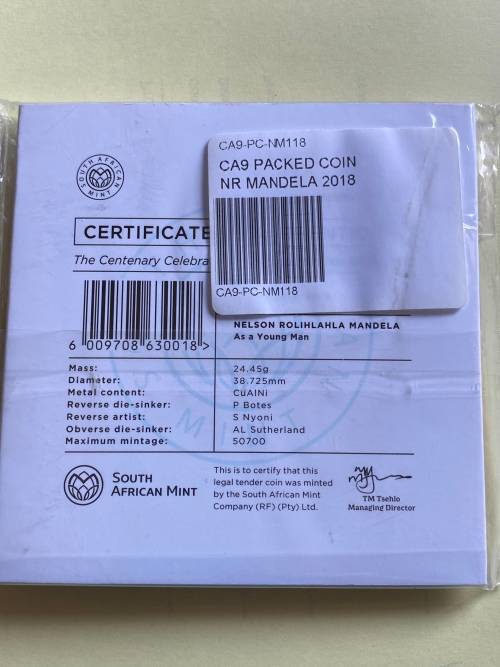 100 - Nelson Mandela Centenary 2018. Uncirculated R50 sealed as issued by South Africa Mint