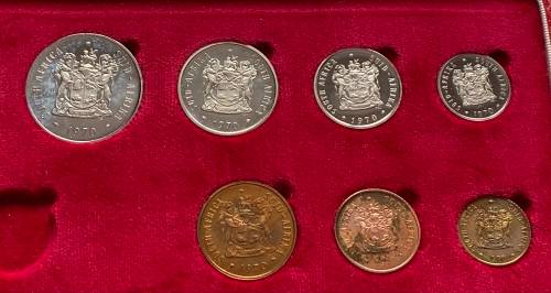 1970 Partial Proof Set - Includes 1/2c-50c in SA Mint Box. Brilliant Proof Coins.