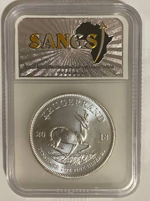 2018 South Africa Silver 1 oz Krugerrand - SANGS Graded MS66