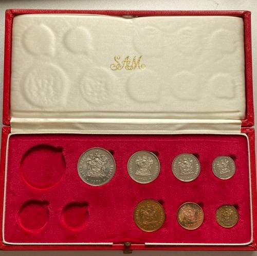 1970 Partial Proof Set - Includes 1/2c-50c in SA Mint Box. Brilliant Proof Coins.