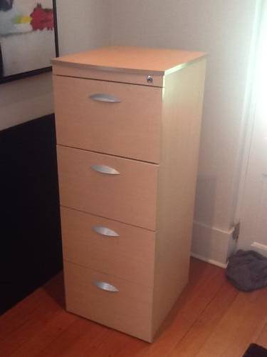 Stylish 4 drawer wood filing cabinet