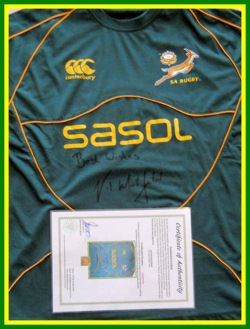 VICTOR MATFIELD SIGNED SPRINGBOK SHIRT WITH CERTIFICATE OF AUTHENTICITY