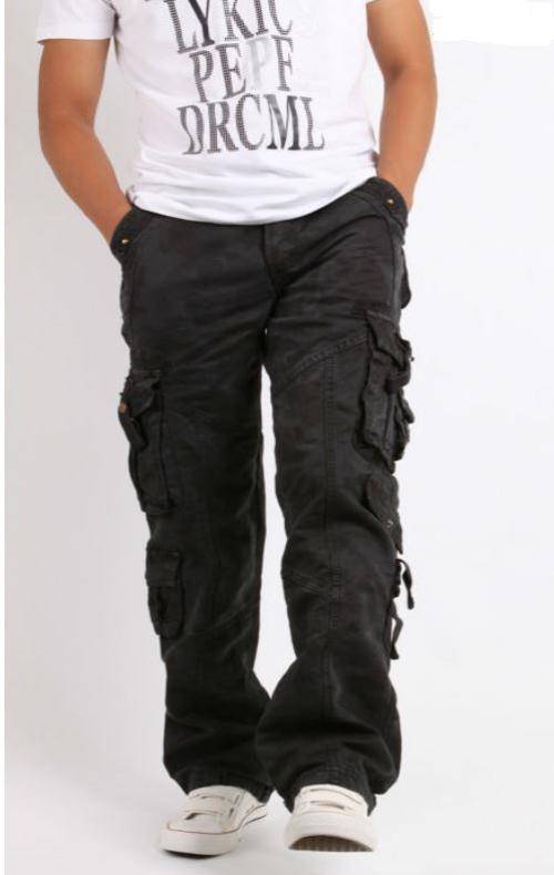 Cargo Pants Black with Camo patern
