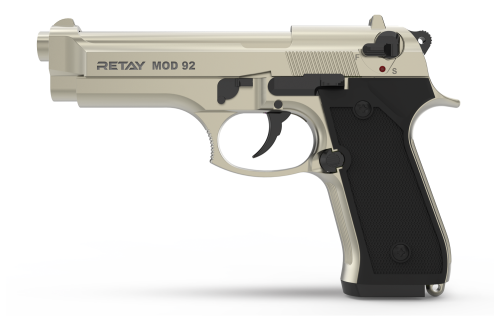 RETAY MOD 92 SILVER BLANK/PEPPER FIREARM+10 BLANK BULLETS+HOLSTER