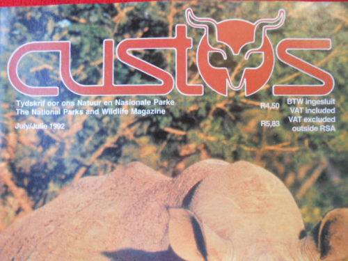 "Custos" The National Parks and Wildlife Magazine" July 1992. Vol. 21. No. 4