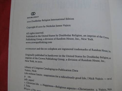 `Life without limits`  Soft cover Nick Vujicic