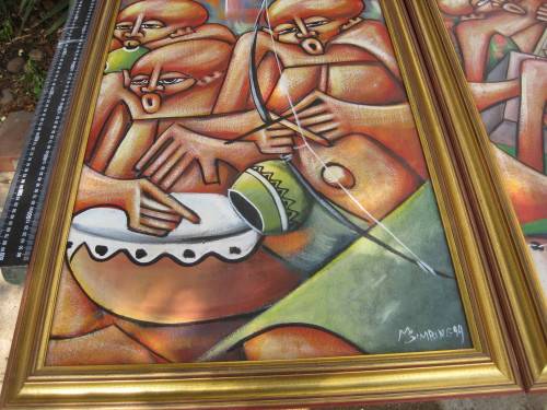 Original framed paintings by M. Simbine dated 1999.  Mozambique.