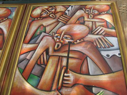Original framed paintings by M. Simbine dated 1999.  Mozambique.