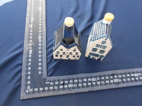 Blue Delft`s exclusively made for KLM by Bols Royal Distilleries Holland.  Houses no`s. 50 and 87.