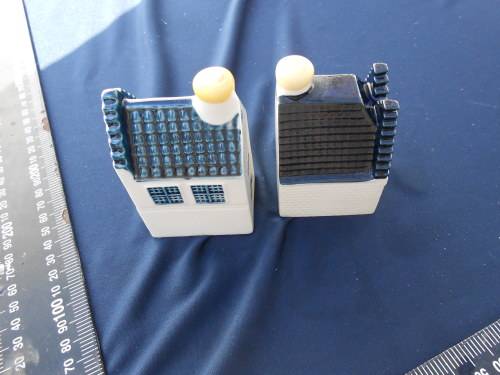 Blue Delft`s exclusively made for KLM by Bols Royal Distilleries Holland.  Houses no`s. 50 and 87.