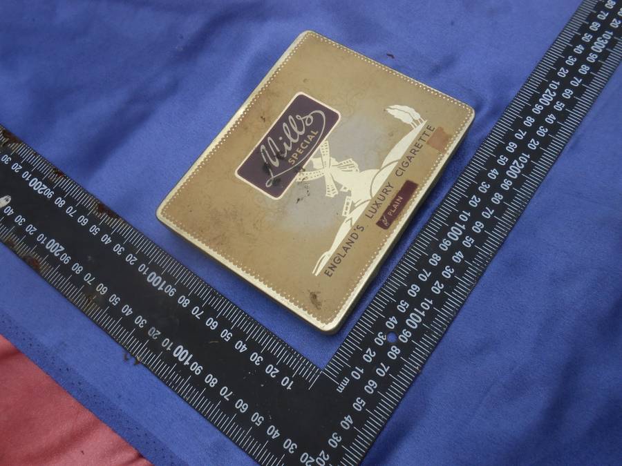 EMPTY cigar box and cigarette tin.
