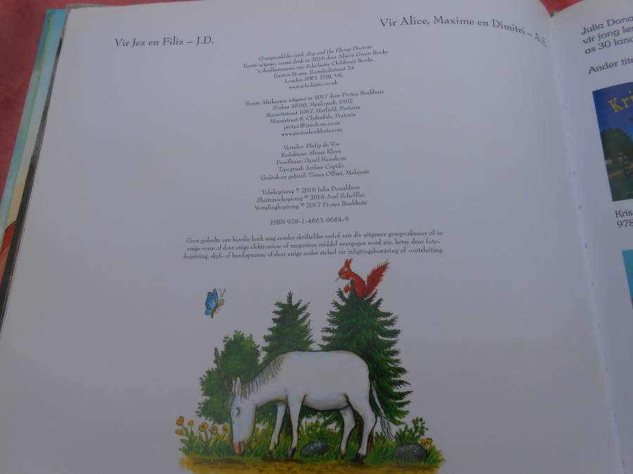 `Zok en die Vlieende Dokters:  Axel Scheffer, Julia Donaldson.  Hard cover.