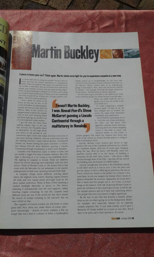 Thoroughbred & Classics Cars magazine.  October, 2000.